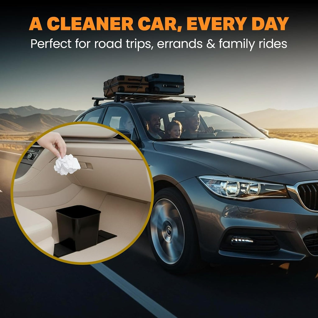 Basurero para automóvil con alas de estabilidad, a prueba de fugas, portátil, para tela y alfombrillas de goma, organizador automático compacto y duradero de plástico para automóviles, SUV