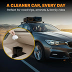 Basurero para automóvil con alas de estabilidad, a prueba de fugas, portátil, para tela y alfombrillas de goma, organizador automático compacto y duradero de plástico para automóviles, SUV