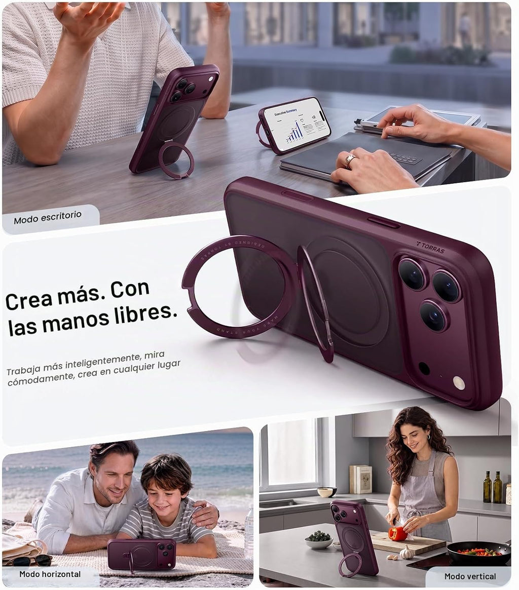TORRAS Funda para iPhone 18 Pro, soporte magnético, protección militar 4X