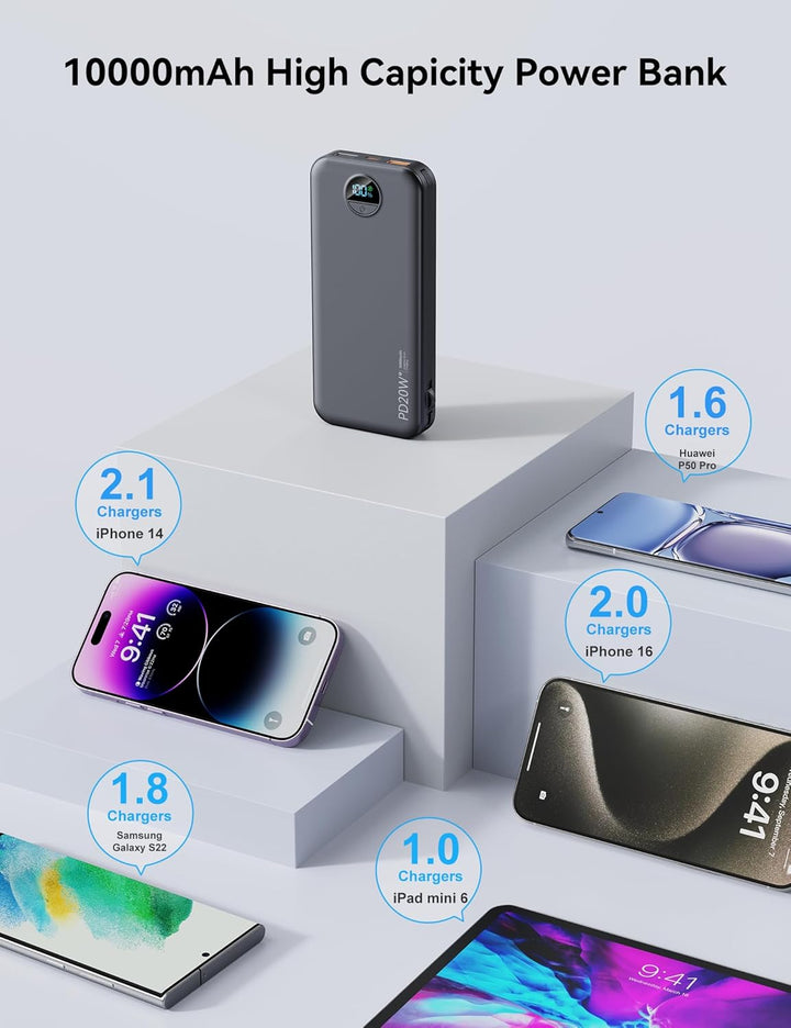 Banco de Energía aonidi de 12000mAh Ultra-Portátil con Cables Integ...