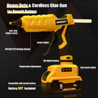 Pistola de pegamento sin cable para batería Dewalt 20V, pistola de pegamento caliente eléctrica portátil de tamaño completo de 100W de potencia eléctrica con temperatura digital ajustable