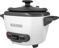BLACK+DECKER Arrocera de 3 tazas, RC503, 1.5 tazas de arroz crudo, cesta de vapor, cuenco antiadherente extraíble, un toque, blanco