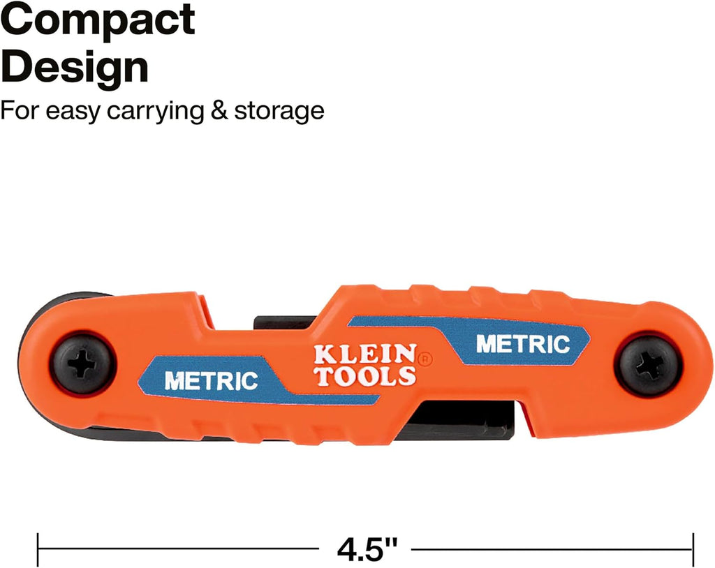 Klein Tools 70543 Juego de llaves hexagonales plegables compactas, métricas