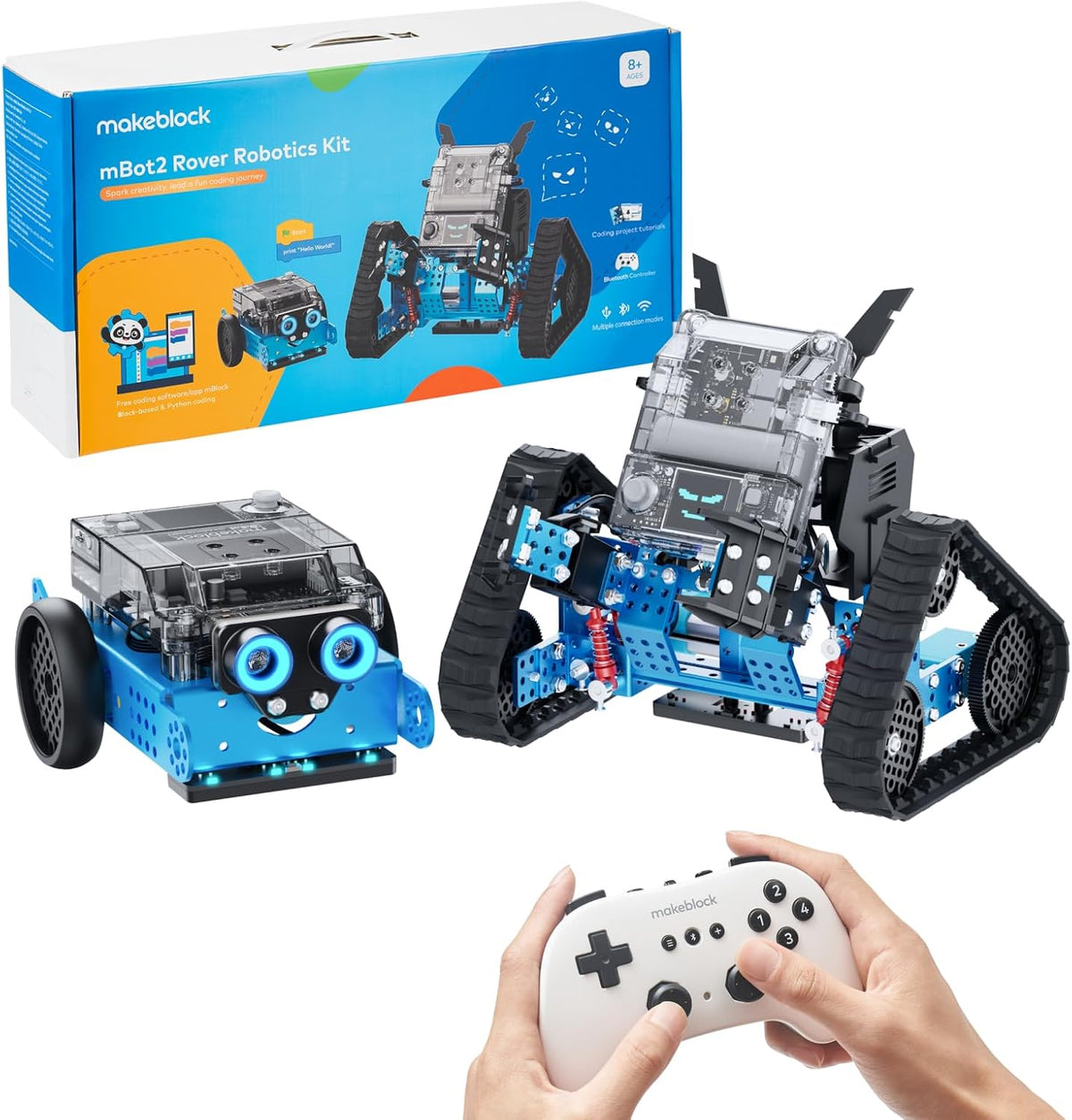 Makeblock mBot2 Rover Emo Robot Programación para niños, kit de robótica interactiva de aprendizaje y juego al aire libre, codificación de control remoto para niños de 8 a 12 años en adelante