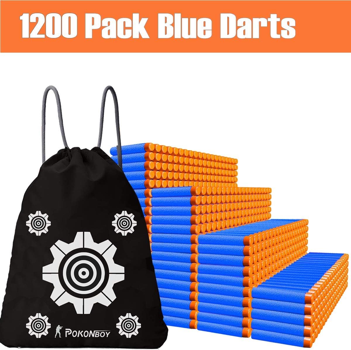 POKONBOY 1200 Pack Refill Darts Recargas Compatibles con Armas Nerf, Dardos de Espuma Recarga Compatibles con Armas Nerf N-Strike Elite Series Juguetes para Niños