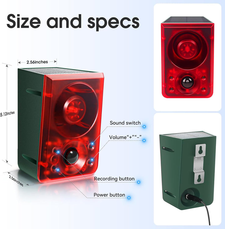 OUDAER Alarma Solar de Movimiento para Exteriores - Sonido
