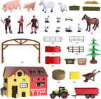 Juguetes de animales de granja para niños, remolque de tractor con luces y sonido, juego de granero de granja, establo de caballos, accesorios de granja, cerdo, oveja, pato ganso, regalos de