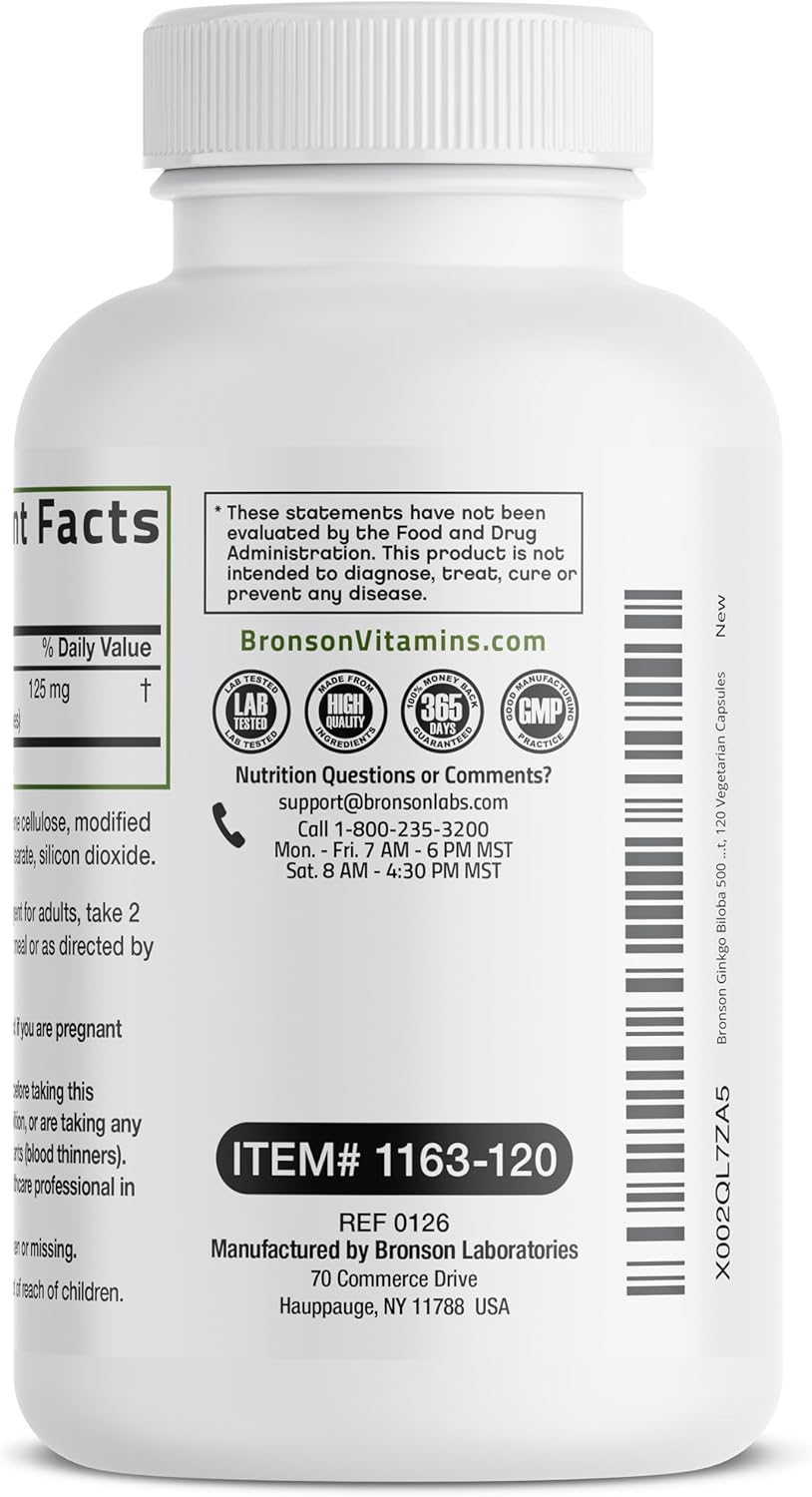 Bronson Ginkgo Biloba Extra Strength Apoya la función cerebral y so...