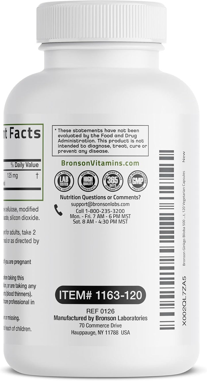 Bronson Ginkgo Biloba Extra Strength Apoya la función cerebral y so...
