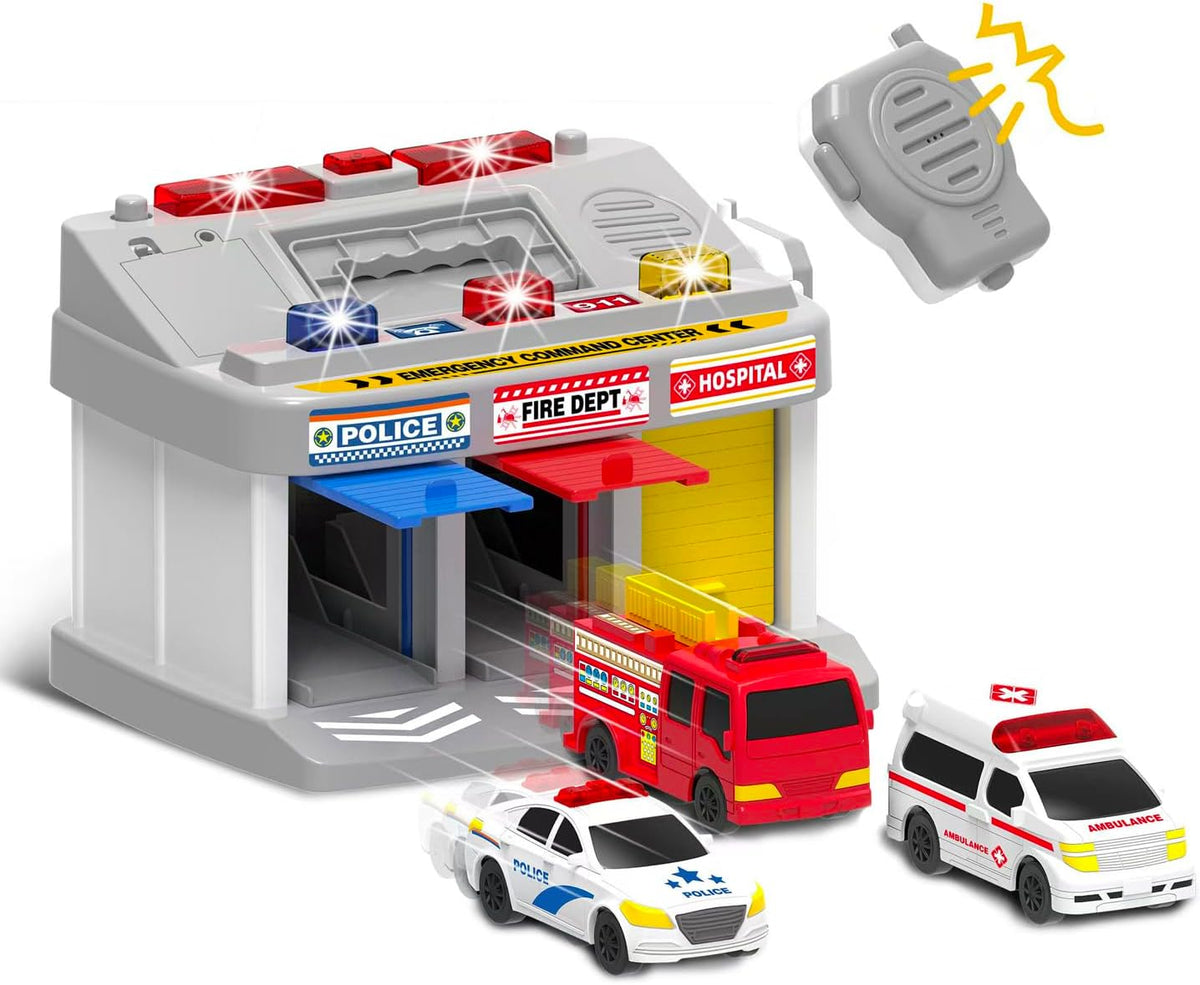 Rescue Station - Juego para niños, 3 bahías, estacionamiento
