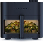 Chefman Freidora de aire Crispinator 7 en 1 con capacidad de 8 cuartos de galón, temperatura máxima de 450 °F y tecnología TurboFry Pro para resultados rápidos y uniformes, hornear, asar, deshidratar, ventana de visión, cesta antiadherente con revestimien