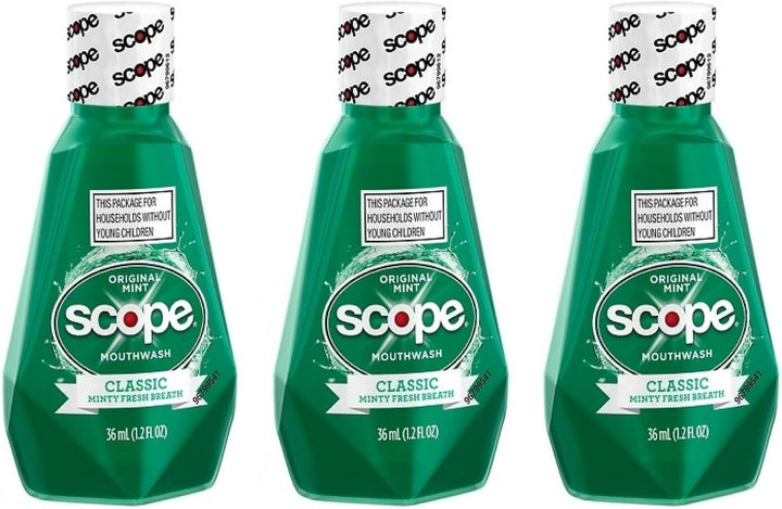 Scope Enjuague bucal Classic Original Mint 1.2 Oz Tamaño de viaje P...