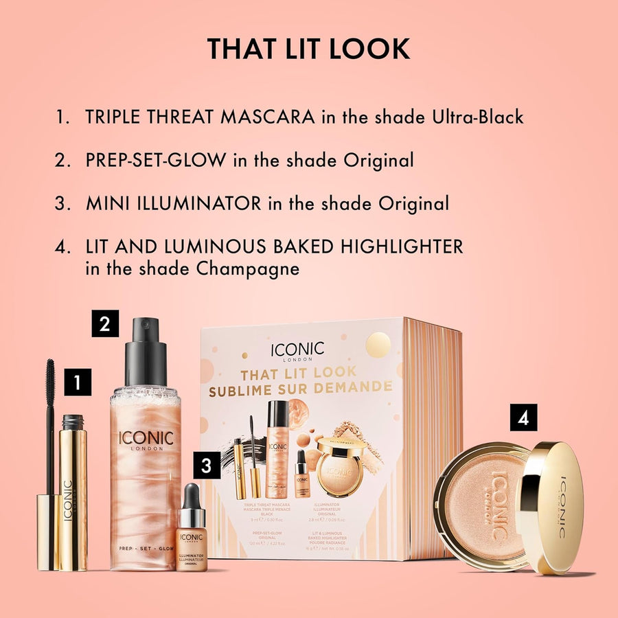 ICONIC LONDON Makeup Set for Natural Glow and Radiant Highlight, Pe...