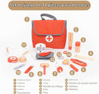 UMU® Mini kit médico de madera para niños – 14 piezas de juego médico para niños pequeños con estetoscopio, jeringa, bolsa de médico, manguito de presión arterial y más – juego de simulación para niños y niñas de 3, 4, 5, 6 años