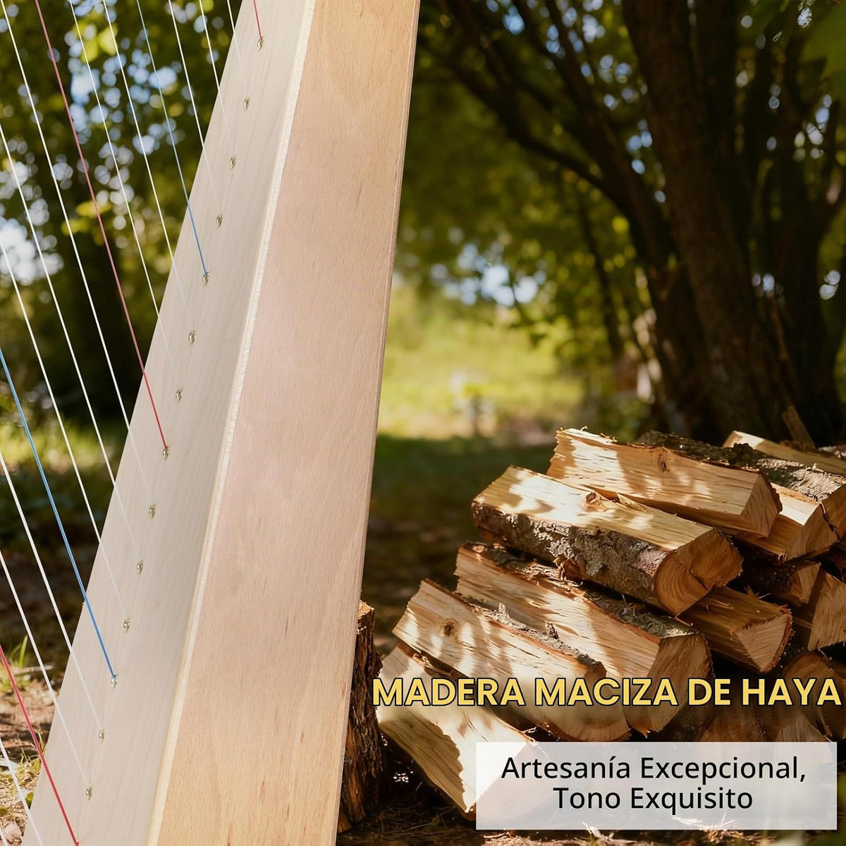 Lotkey Arpa eléctrica de madera de haya de 19 cuerdas, accesorios completos con llave de afinación, bolsa, correa, instrucciones, cable de audio y cuerdas de repuesto, arpa de lira para principiantes y profesionales, regalo ideal