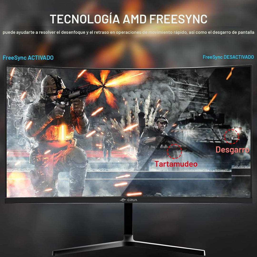 CRUA Monitor curvo para juegos FHD 1080P 180Hz de 24 pulgadas, 2800...