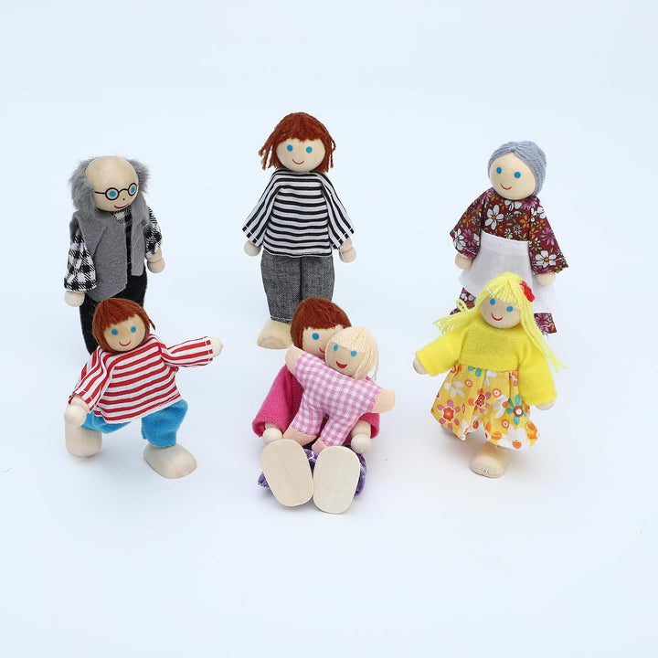 ONEST Juego de 23 piezas de casa de muñecas de madera, mini figuras...