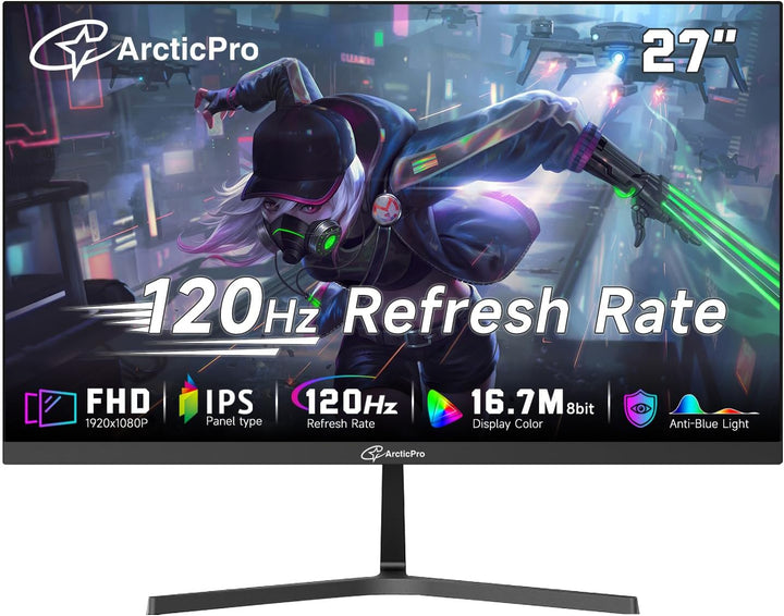 ArcticPro - Monitor de 27 pulgadas 120Hz, FHD 1080p, monitor de com...