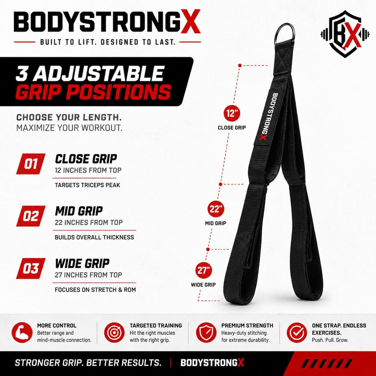 Accesorio de cable de cuerda de tríceps para gimnasio doméstico y comercial, cuerda trenzada resistente con extremos de goma, accesorio desplegable de tríceps de longitud múltiple para