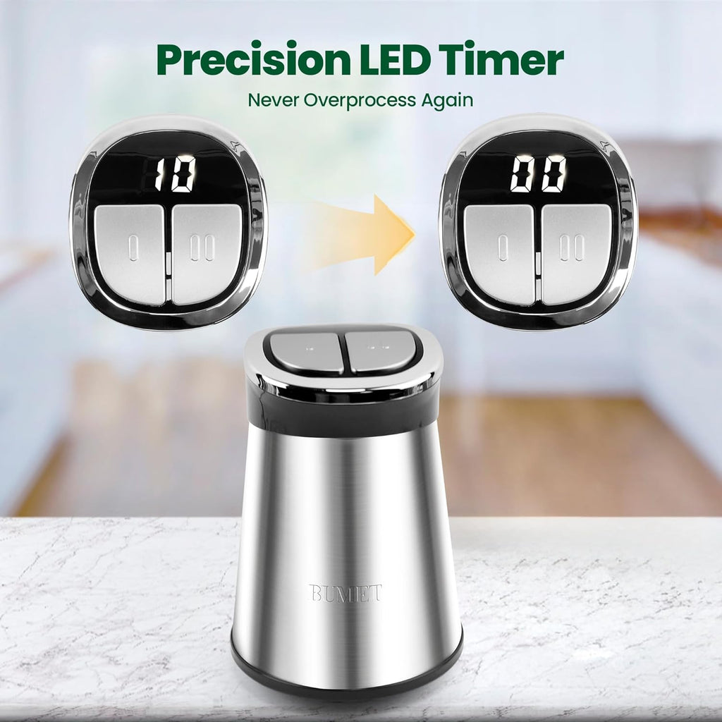 Picadora de alimentos 800W 2-12 tazas Temporizador LED 3 niveles 6 cuchillas