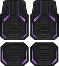 PIC AUTO Alfombras de piso de goma resistentes, juego de alfombrillas de auto de película de aluminio púrpura, alfombrillas delanteras y traseras para auto con respaldo antideslizante, protección para