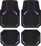 PIC AUTO Alfombras de piso de goma resistentes, juego de alfombrillas de auto de película de aluminio púrpura, alfombrillas delanteras y traseras para auto con respaldo antideslizante, protección para