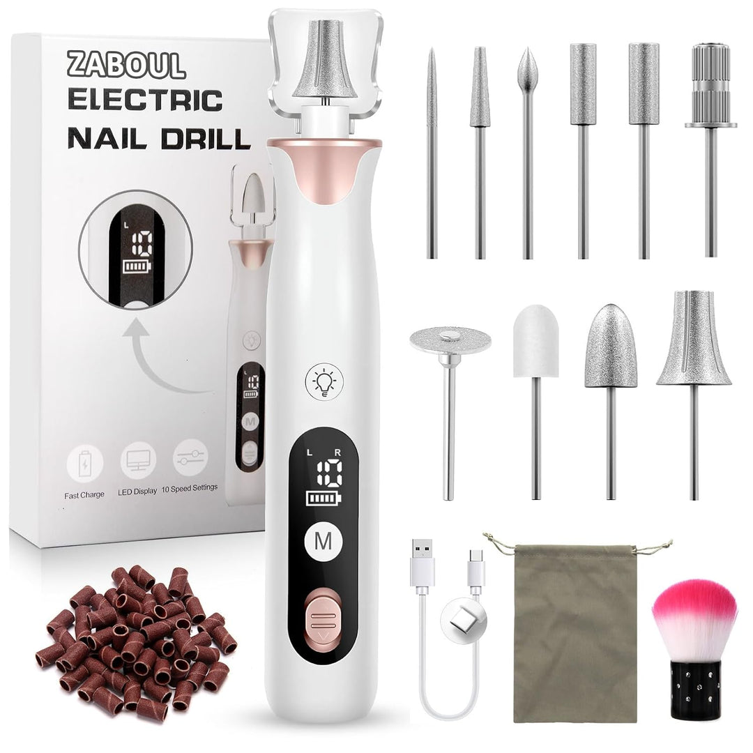 ZABOUL Kit de Taladro Eléctrico para Uñas Inalámbrico Profesional L...