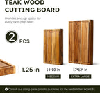 Juego de 2 Tablas de Corte de Teak con Charco de Jugos