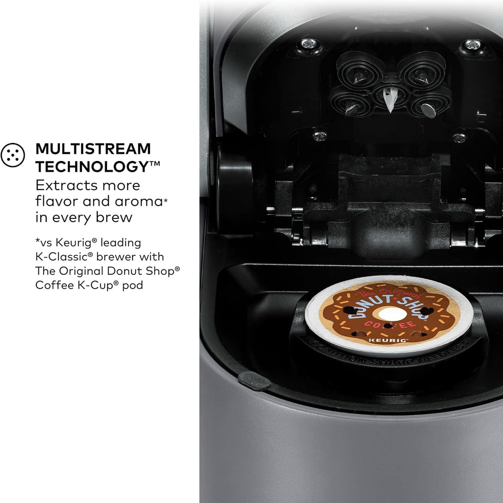 Keurig K-Supreme - Cafetera de cápsulas K-Cup de una sola porción, tecnología MultiStream, 4 tamaños de preparación, depósito extraíble de doble posición de 66 onzas, gris
