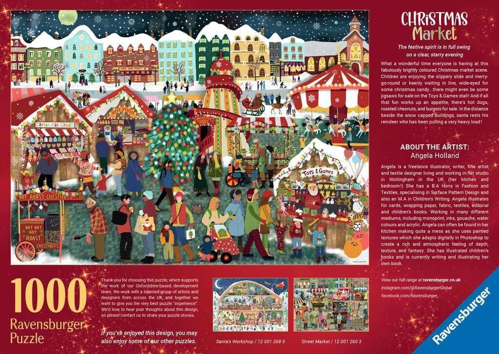 Ravensburger - Christmas Market - Rompecabezas de 1000 Piezas - Encuentra Regalos Preciosos en Este Encantador Mercado Rural - Detalle Impresionante - Calidad Premium - Edades 12+