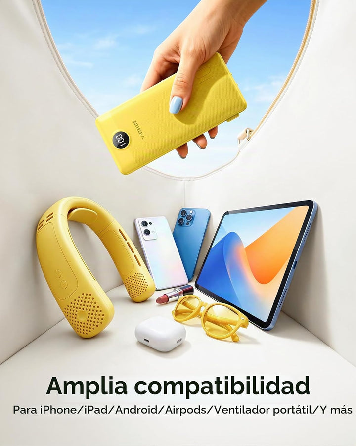 VEGER Cargador portátil con enchufe de CA integrado y cables, todo...