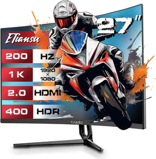 ETiansu Monitor curvo para juegos de 27 pulgadas, 1920 x 1080 FHD 2...
