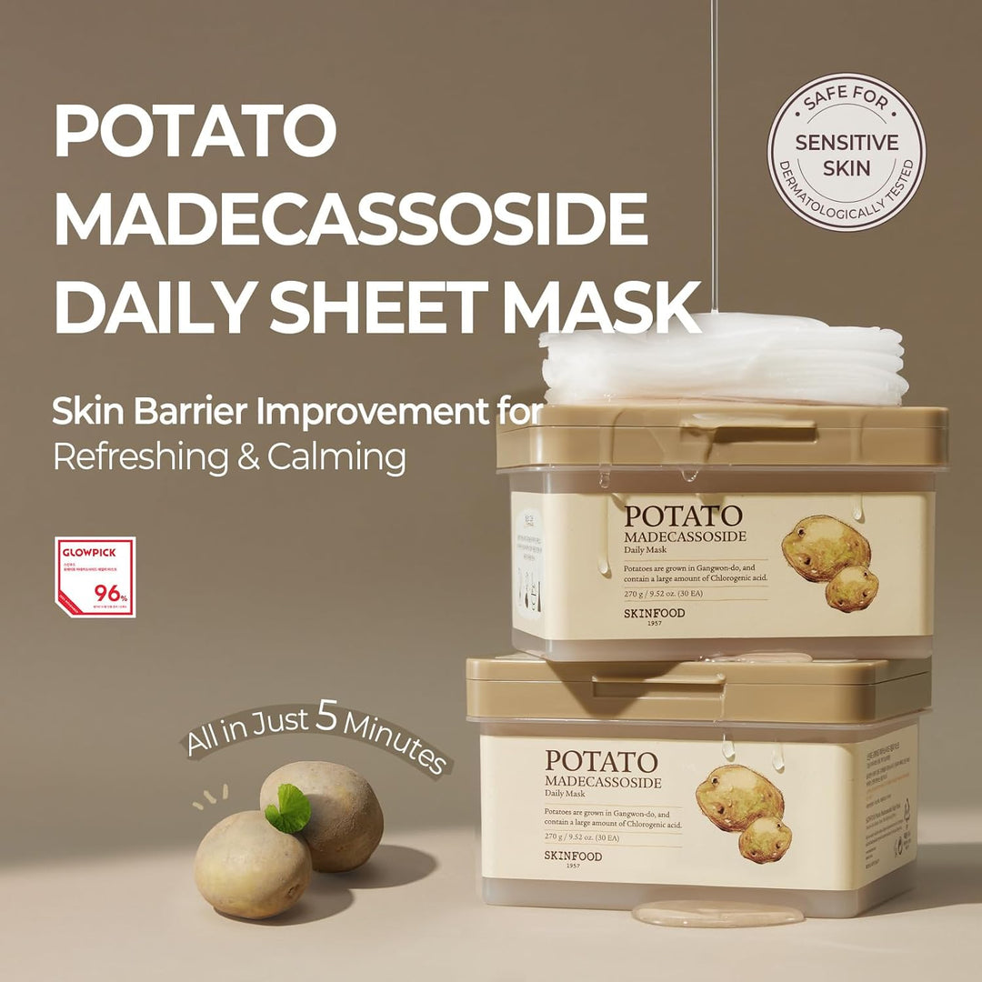SKINFOOD - Mascarilla diaria de papas madecassoside, tratamiento co...