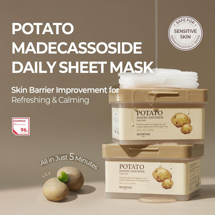 SKINFOOD - Mascarilla diaria de papas madecassoside, tratamiento co...
