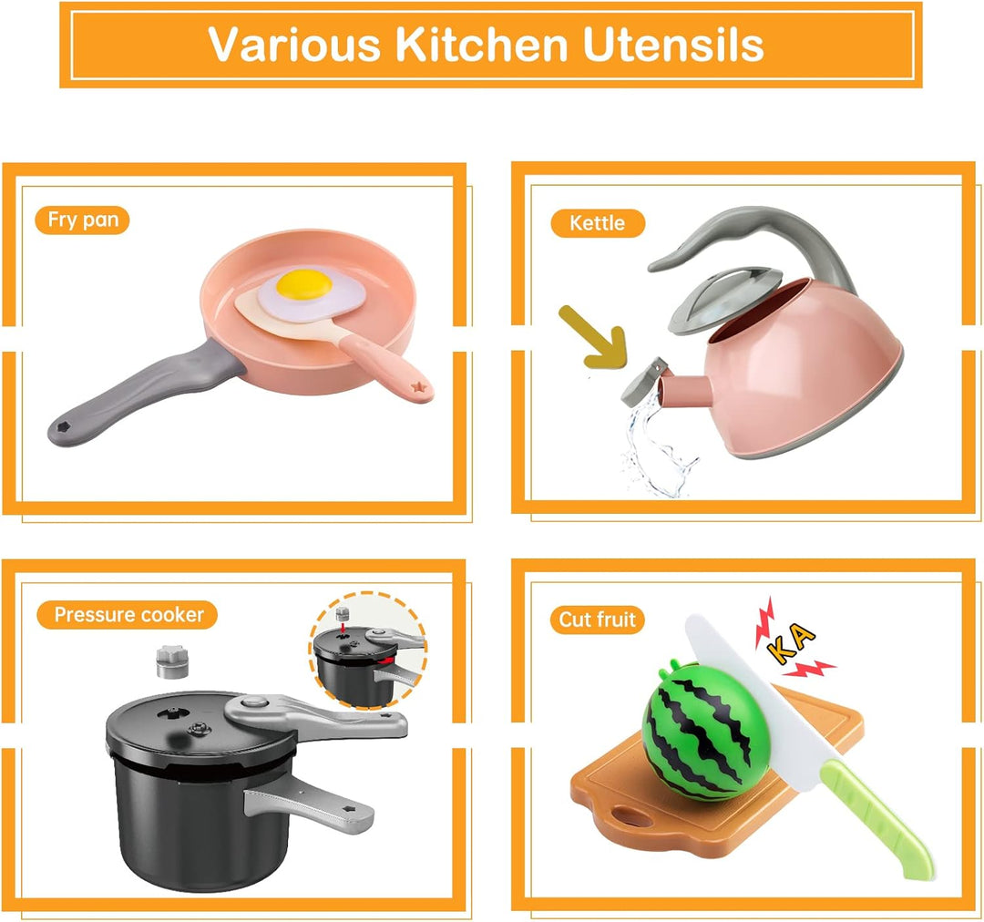 Funpynani - Juego de cocina de 130 piezas para niños pequeños, jueg...
