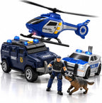 Juego de juguetes de coche de policía, camión blindado SWAT