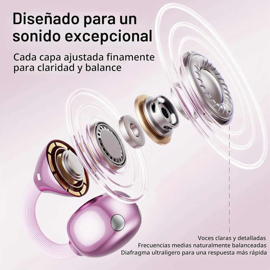 2026 Gran regalo con clip en auriculares con diseño de corazón y aretes de mariposa desmontables, auriculares inalámbricos Bluetooth 6.0 para mujer, IPX6 impermeable, tiempo de reproducción de