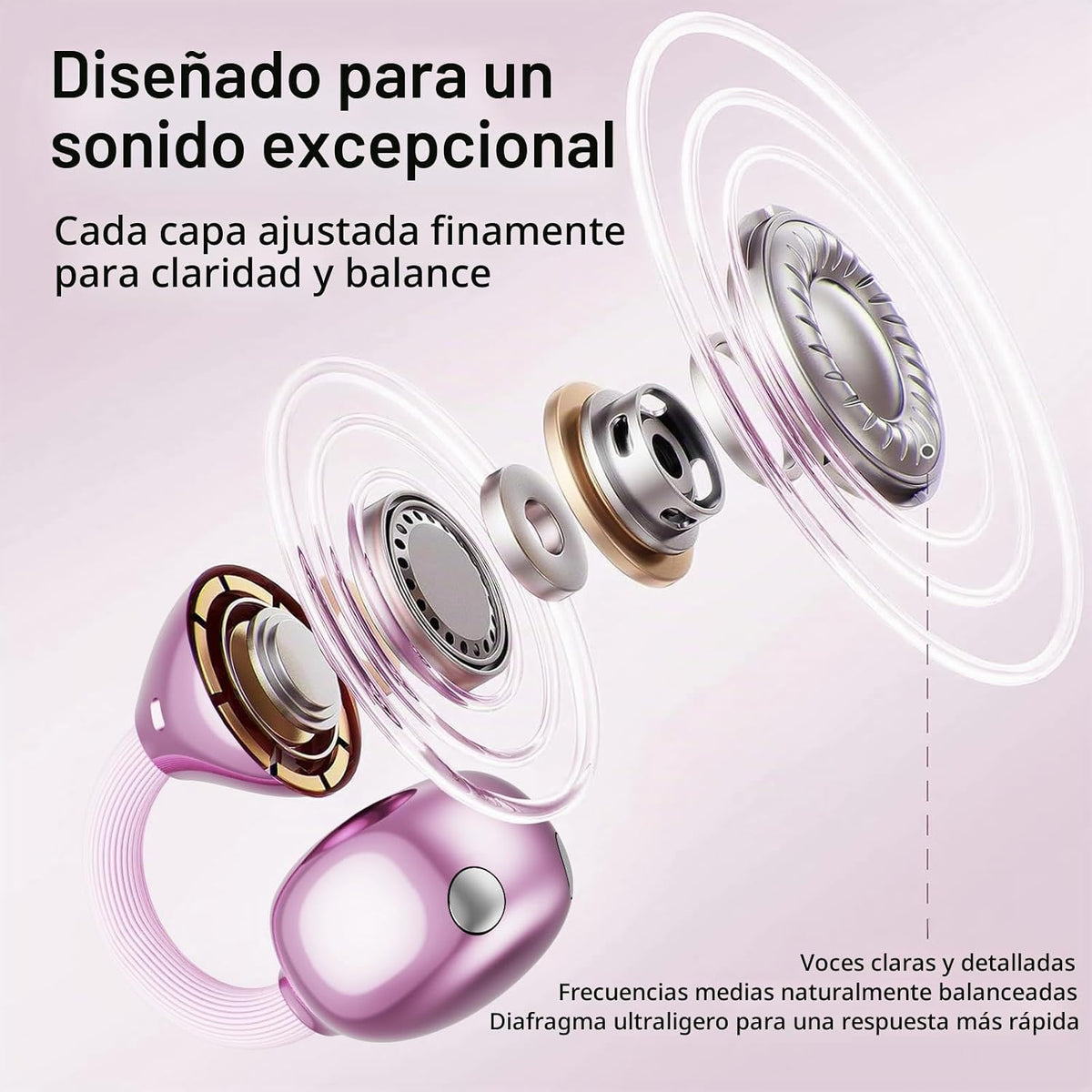2026 Gran regalo con clip en auriculares con diseño de corazón y aretes de mariposa desmontables, auriculares inalámbricos Bluetooth 6.0 para mujer, IPX6 impermeable, tiempo de reproducción de