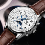 OLEVS - Relojes automáticos para hombre, multicalendario, con fase lunar, 3ATM impermeable, reloj de lujo clásico para negocios, de pulsera