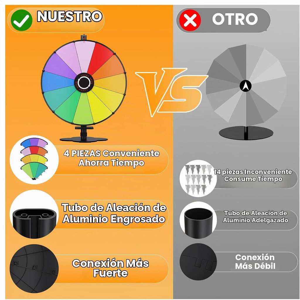 Rueda giratoria de 24" con soporte de metal resistente