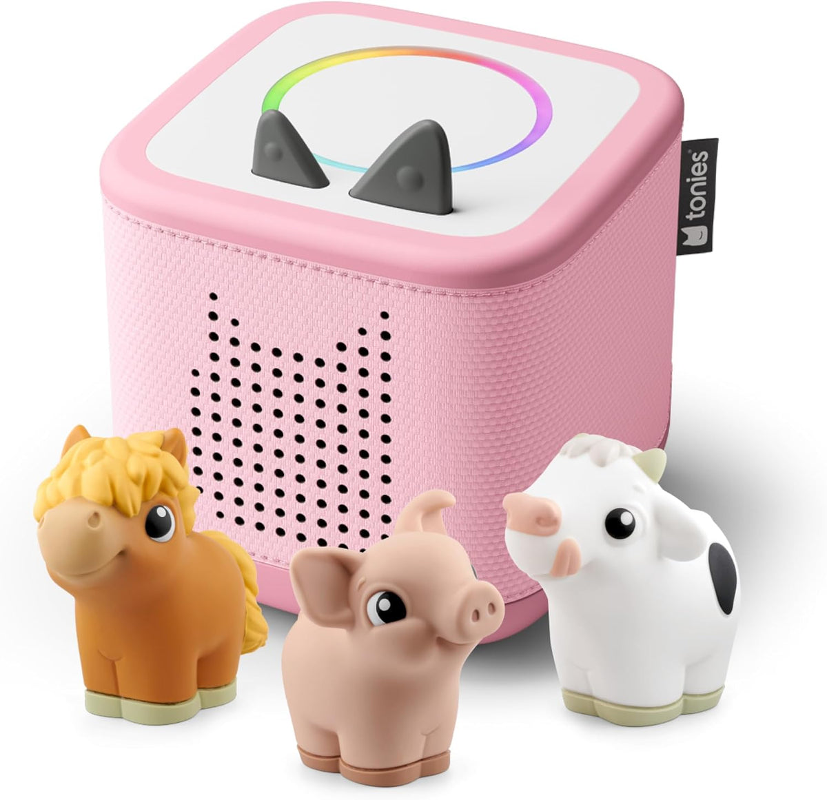 Toniebox 2 My First Farm Bundle para Kids 1+ con Soft y Squeezable Cow, Horse, y Pig - Cloud Pink