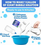 Solución de burbujas gigantes | Varita gigante de burbujas | Solución de recarga en polvo 100% segura para niños para todos los juguetes de burbujas, varitas y diversión familiar al aire libre, hace 1792 onzas – 14 galones