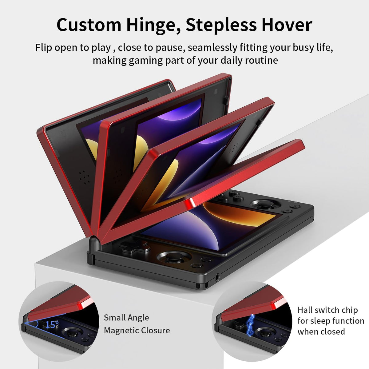 Consola de juego portátil plegable RG DS RK3568 Anbernic Sistema Android 14 Joystick para dos jugadores Superior e Inferior Pantalla dual de 4 pulgadas OCA Pantalla táctil completa 4000mAh 3 + 32GB