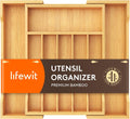 Lifewit - Organizador de cajones de cocina de bambú, bandeja para