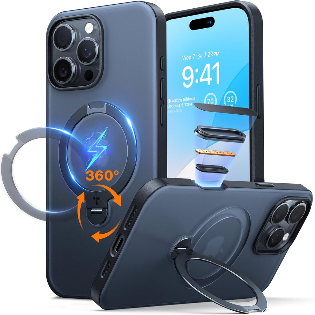 TORRAS Q3 Spin - Funda para iPhone 16 Pro, soporte magnético 360, color