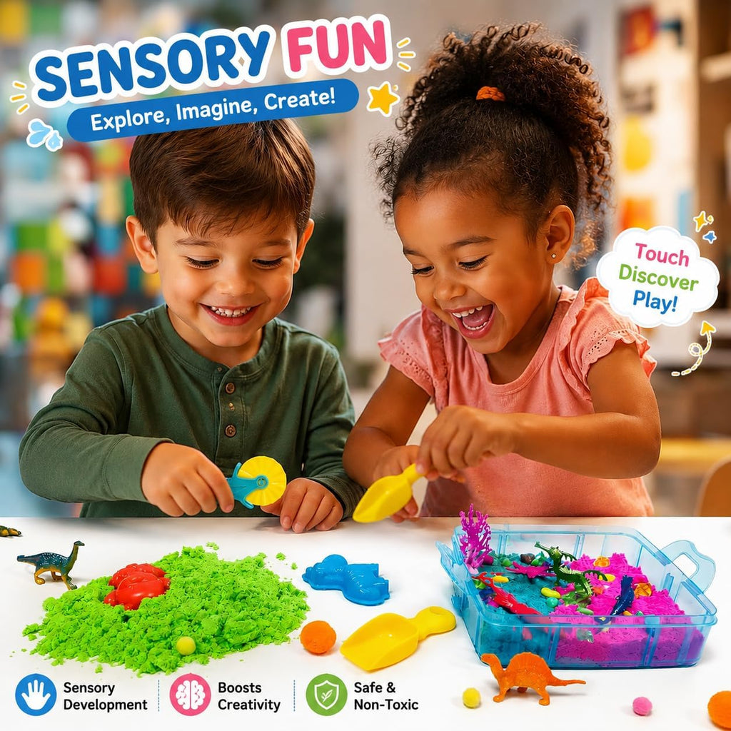 Cubo sensorial sensorial Dino & Ocean con arena de juego