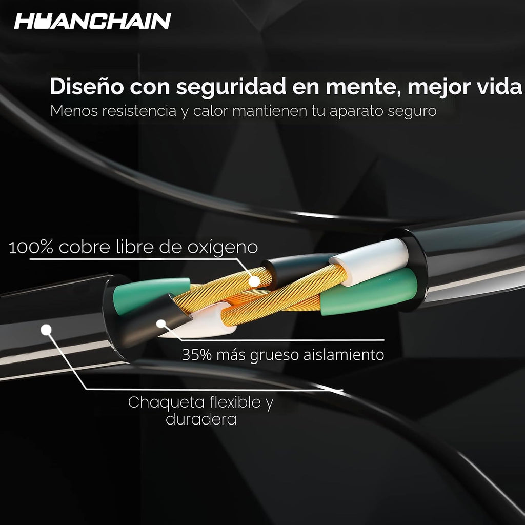 HUANCHAIN Cable de extensión negro para interiores y exteriores, 50 pies