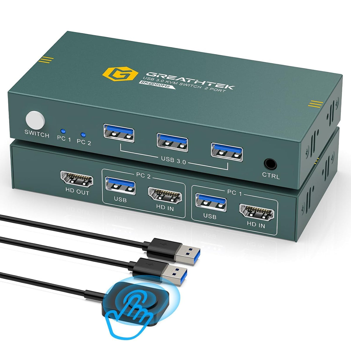 8K@60HZ HDMI KVM interruptor 2 ordenadores 1 monitor 2 puertos KVM interruptor