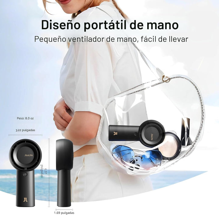 JISULIFE Ventilador Turbo Portátil de Mano Recargable 6000mAh 5 Vel...