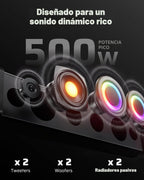 Ehaho Barra de sonido UTV de 6 altavoces de 26 pulgadas con Bluetooth, RGB